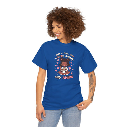 Just a Girl Who Loves Ramen and Anime T-Shirt — African American Anime Girl Graphic