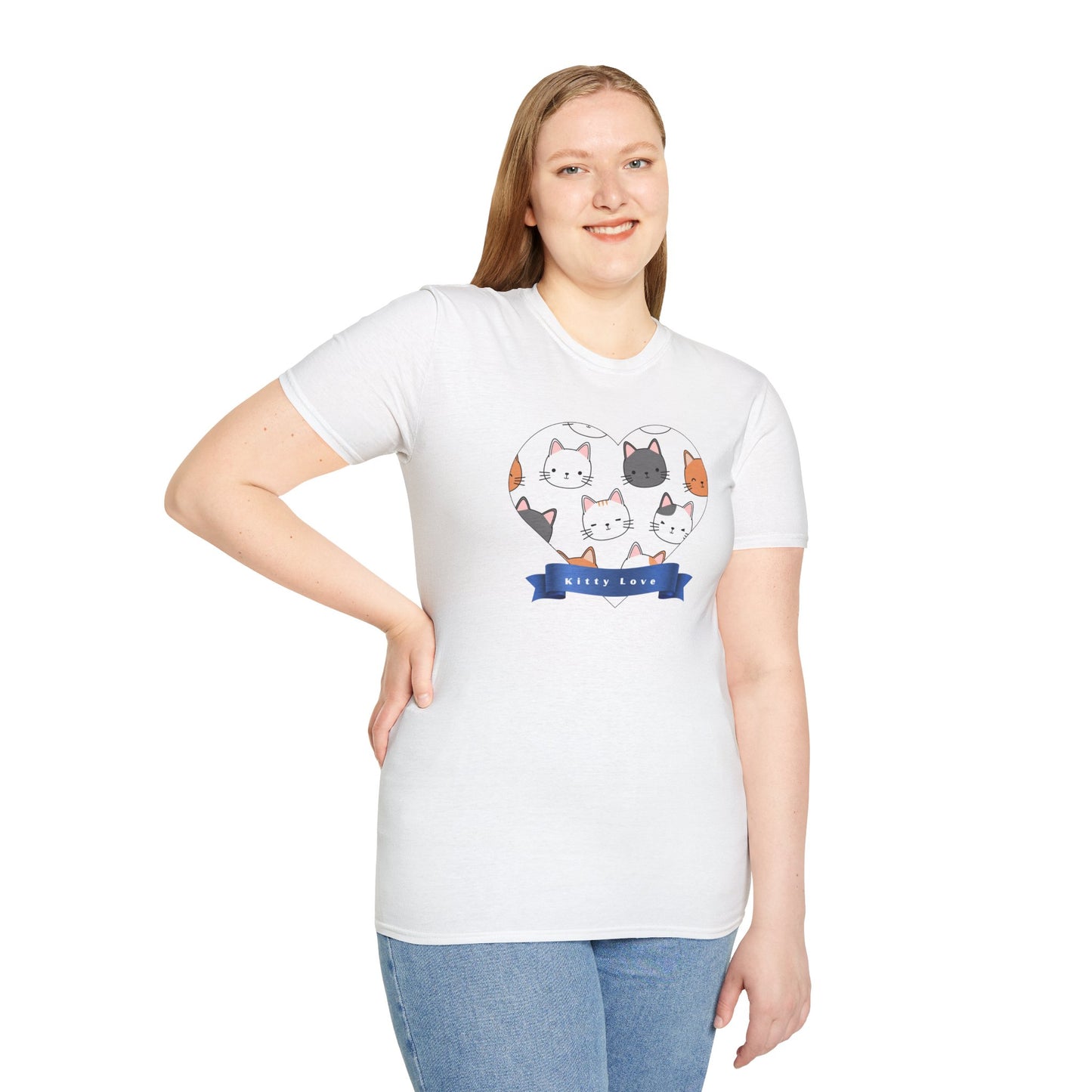 Cat Faces Unisex T-Shirt with Kitty Love Graphic