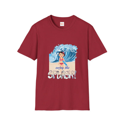 Splash Graphic Unisex T-Shirt - Little Girl Running from Wave