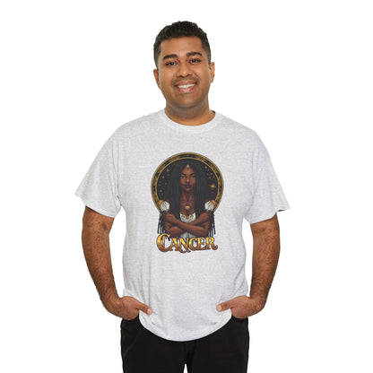 Cancer Zodiac T-Shirt — Art Nouveau African American Woman with Crab Graphic