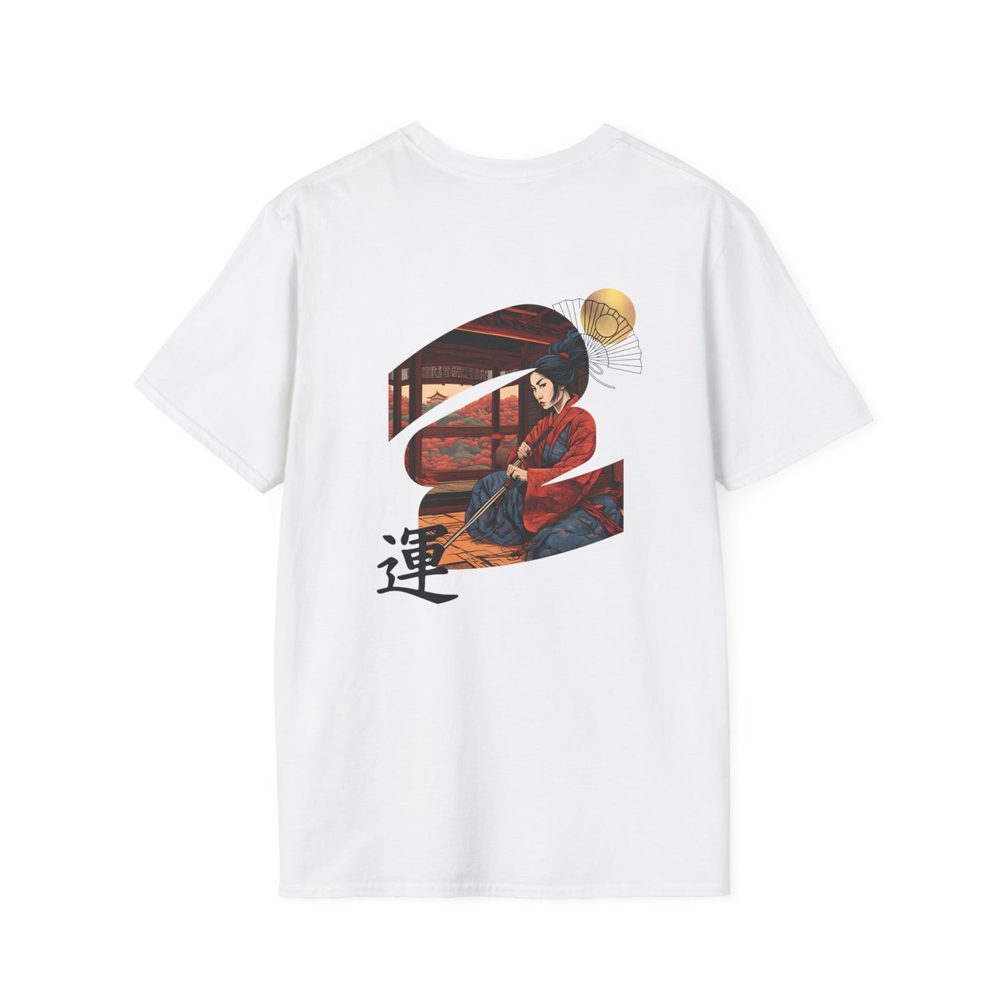 Ninja Graphic Unisex T-Shirt with Japanese Symbol for Good Luck