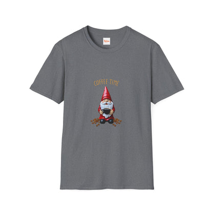 Coffee Time Unisex T-Shirt - Gnome Holding a Cup of Coffee Graphic