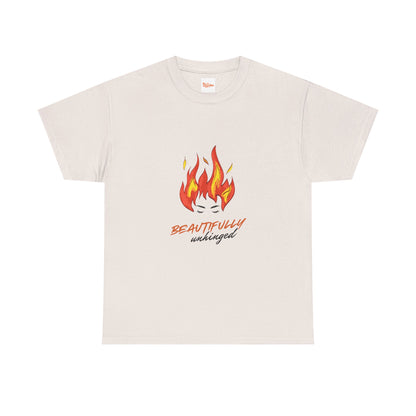 Graphic Unisex Tee - Beautifully Unhinged Woman with Fire Hair Design