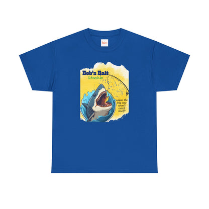 Graphic Fishing Unisex Tee - Bob's Bait and Tackle Shark Design