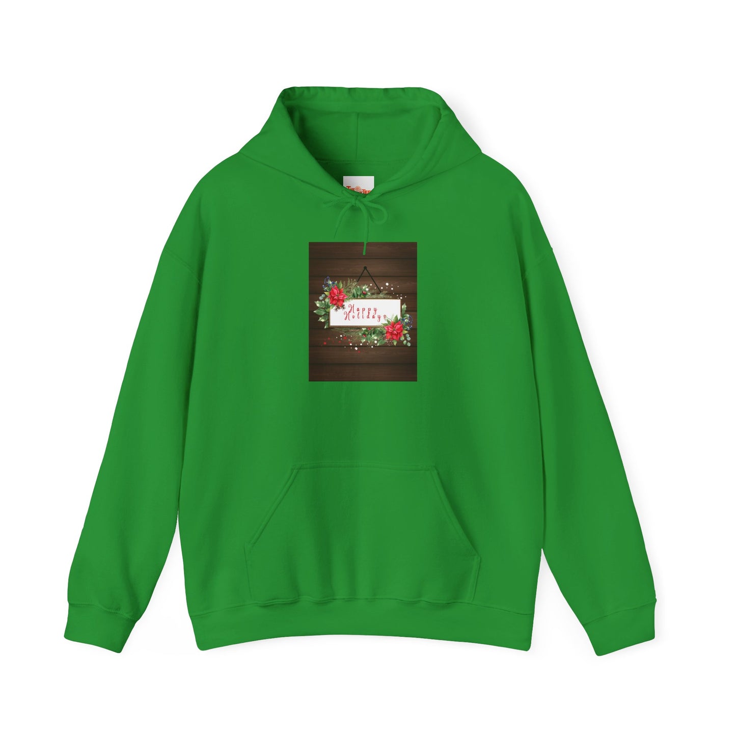 Holiday Cheer Hoodie - Happy Holidays, Wooden Door Sign Graphic