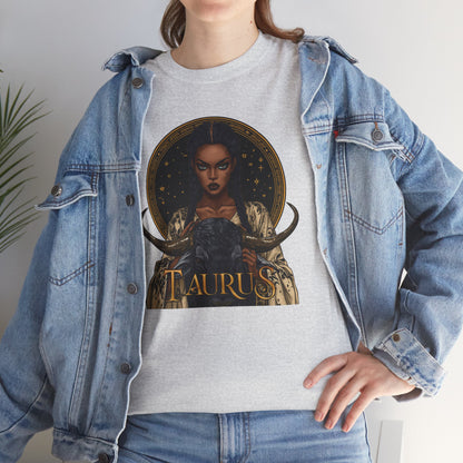 Taurus Art Nouveau Tee — African American Woman & Bull Zodiac Graphic