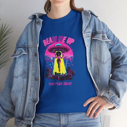 Beam Me Up T‑Shirt — Black Woman Teleport Graphic Tee
