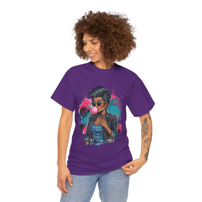 Bubblegum Pop Tee — African American Woman Graphic Paint-Splatter Design