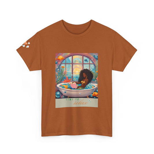 Tee - Time to Relax Black Mermaid in a Bathtub Graphic Shirt