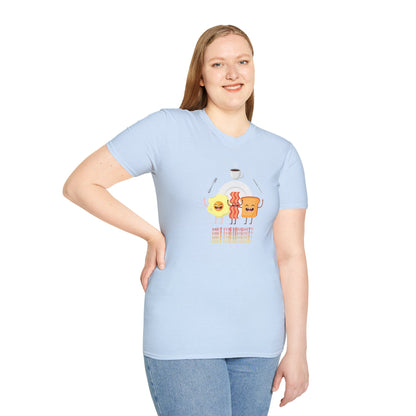 Breakfast Dance Unisex T-Shirt with Egg, Bacon, and Toast Graphic