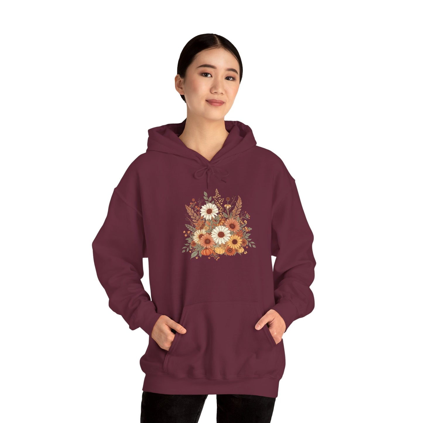 Autumn Floral Spray Hoodie — Fall Flowers Sweatshirt