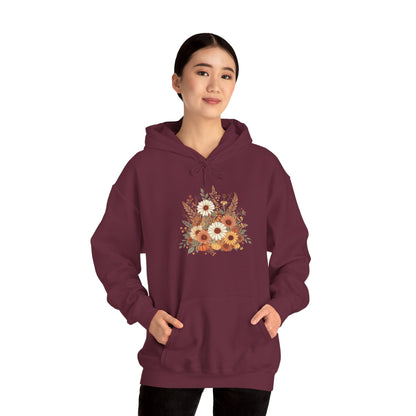 Autumn Floral Spray Hoodie — Fall Flowers Sweatshirt
