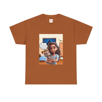 Graphic Little Girl Holding Kitten Unisex Tee