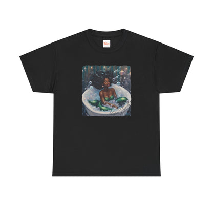 Pamper Yourself Black Mermaid Tee — Relaxing Bathtub Graphic
