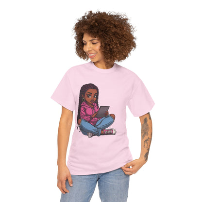 Black Teen Girl Tablet Graphic T-Shirt