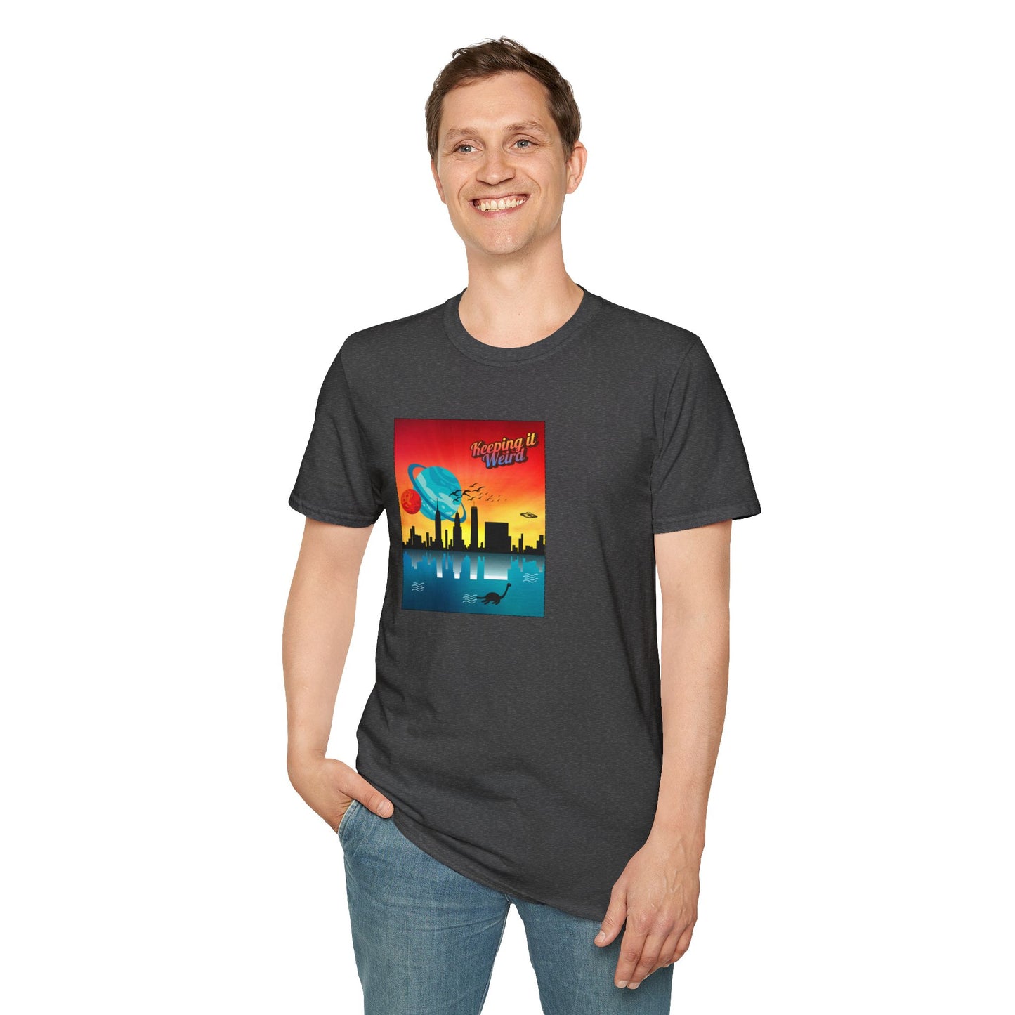 Alien Cityscape Unisex T-Shirt - Keeping it Weird Graphic Tee