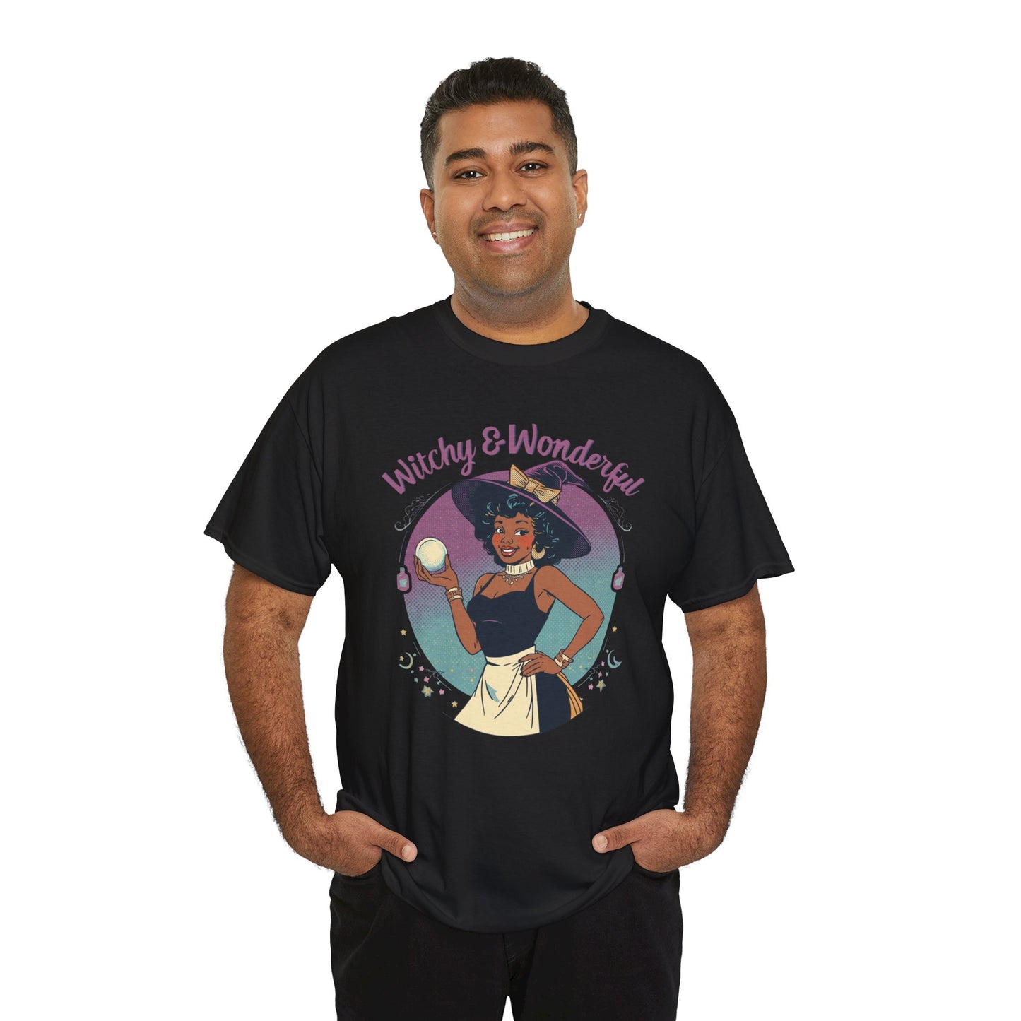 Witchy and Wonderful African American Witch T-Shirt — Crystal Ball Graphic