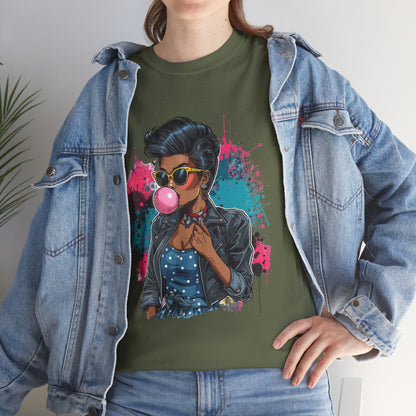 Bubblegum Pop Tee — African American Woman Graphic Paint-Splatter Design