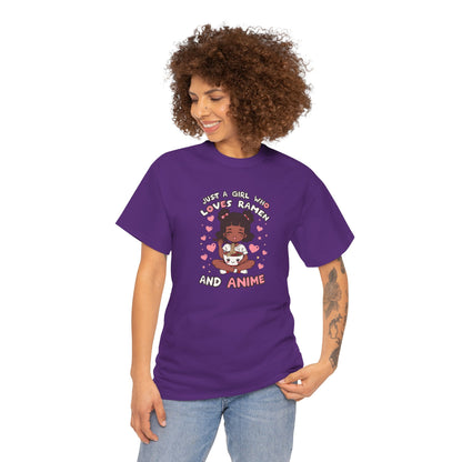 Just a Girl Who Loves Ramen and Anime T-Shirt — African American Anime Girl Graphic