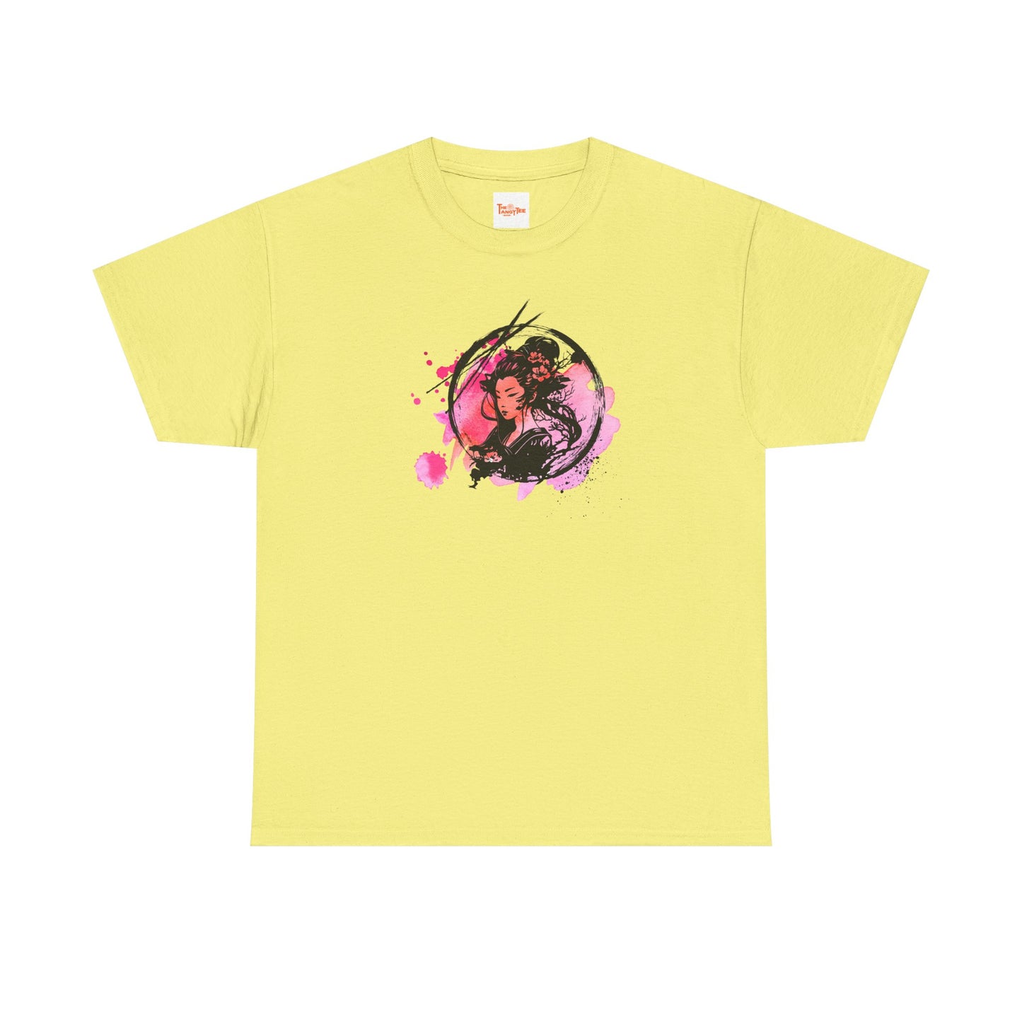 Geisha Graphic Tee — Pastel Pink Japanese-Inspired Shirt