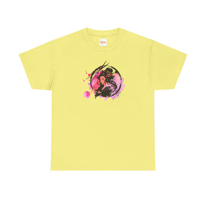 Geisha Graphic Tee — Pastel Pink Japanese-Inspired Shirt