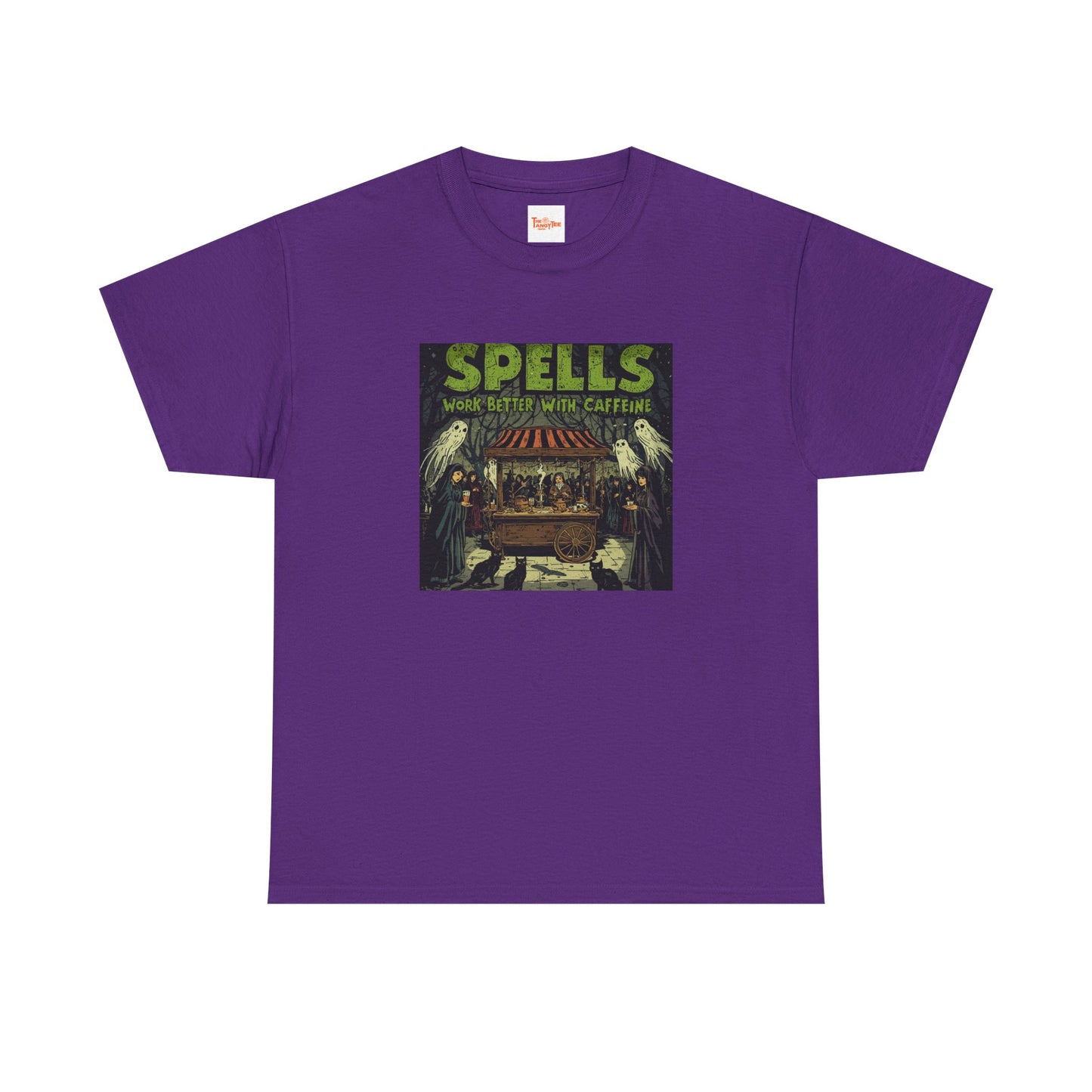 T-Shirt Spells Work Better with Caffeine Gothic Witches Animals Tee