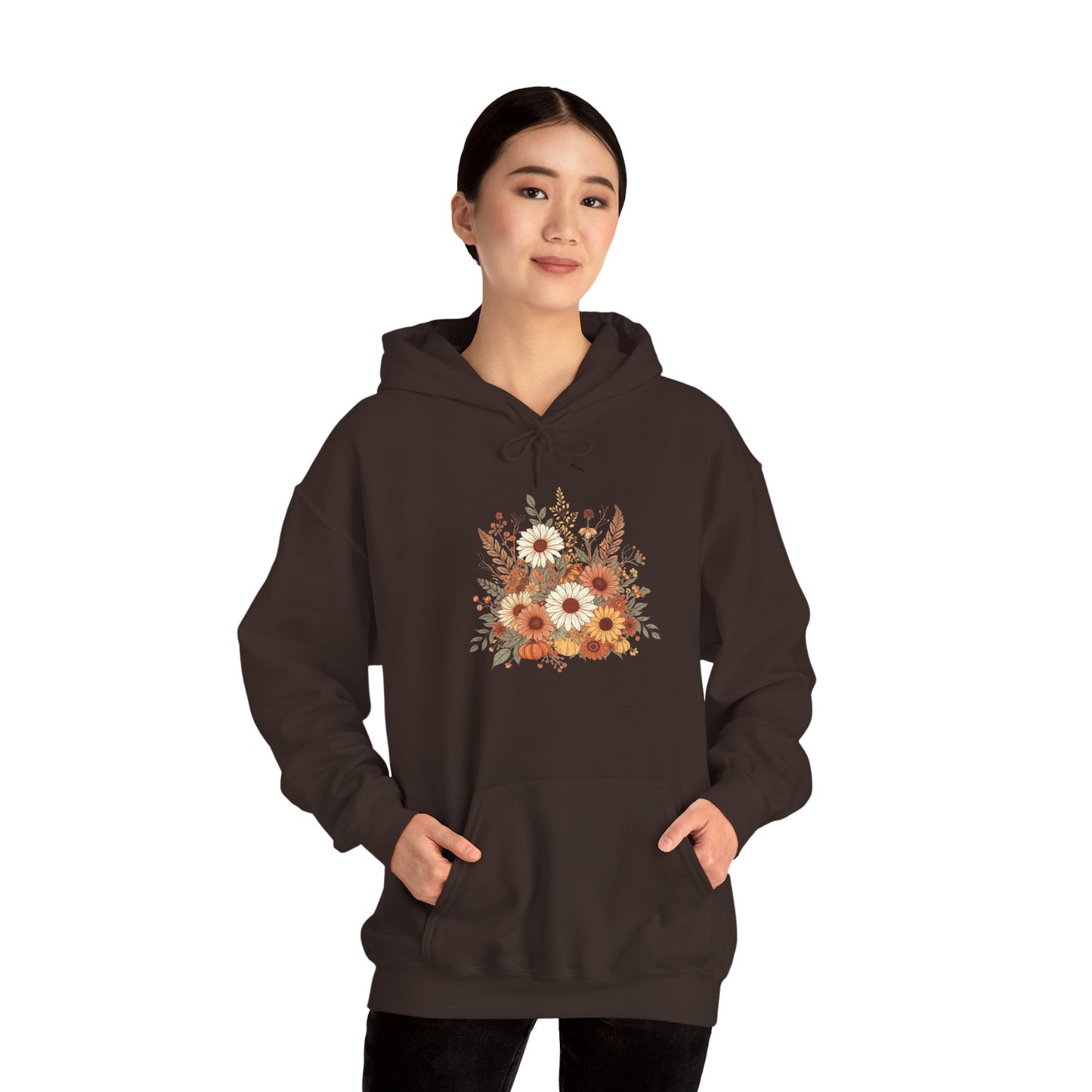 Autumn Floral Spray Hoodie — Fall Flowers Sweatshirt