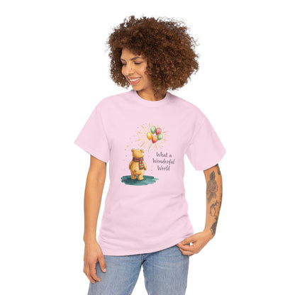 What a Wonderful World Teddy Bear T-Shirt — Balloon Sun Graphic