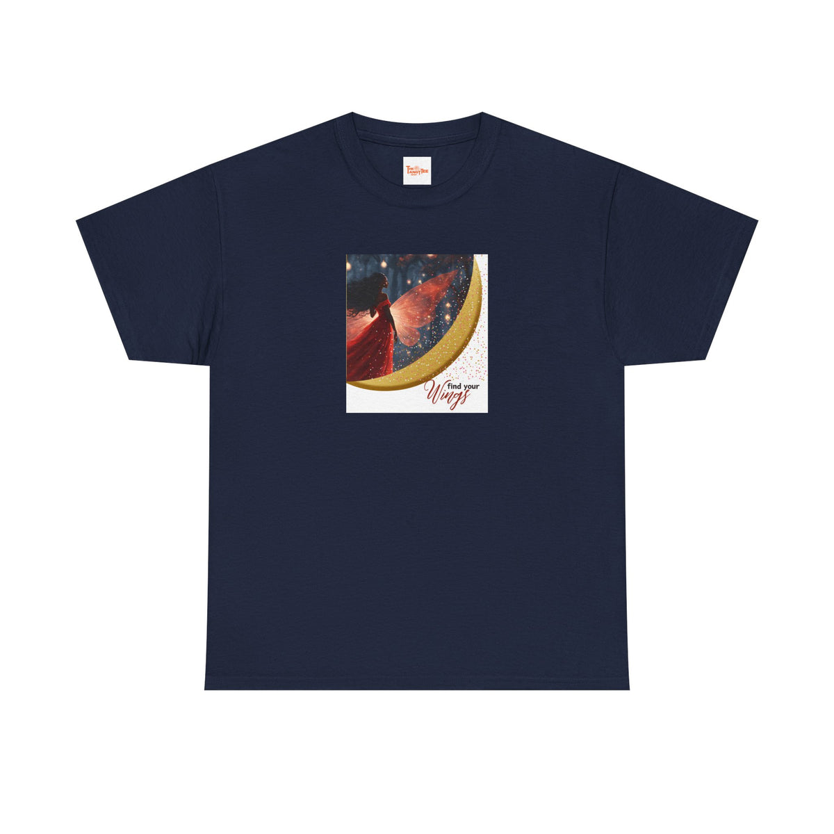 Find Your Wings T-Shirt — Black Woman Night Forest Graphic Tee with Glitter Wings