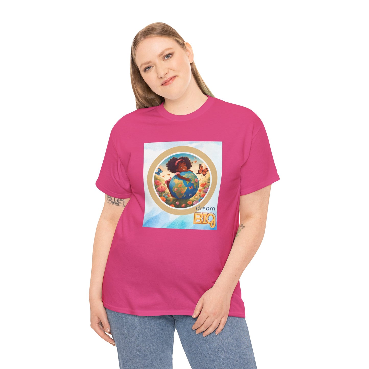 Dream Big Unisex Tee with Little Black Girl and Globe Graphic