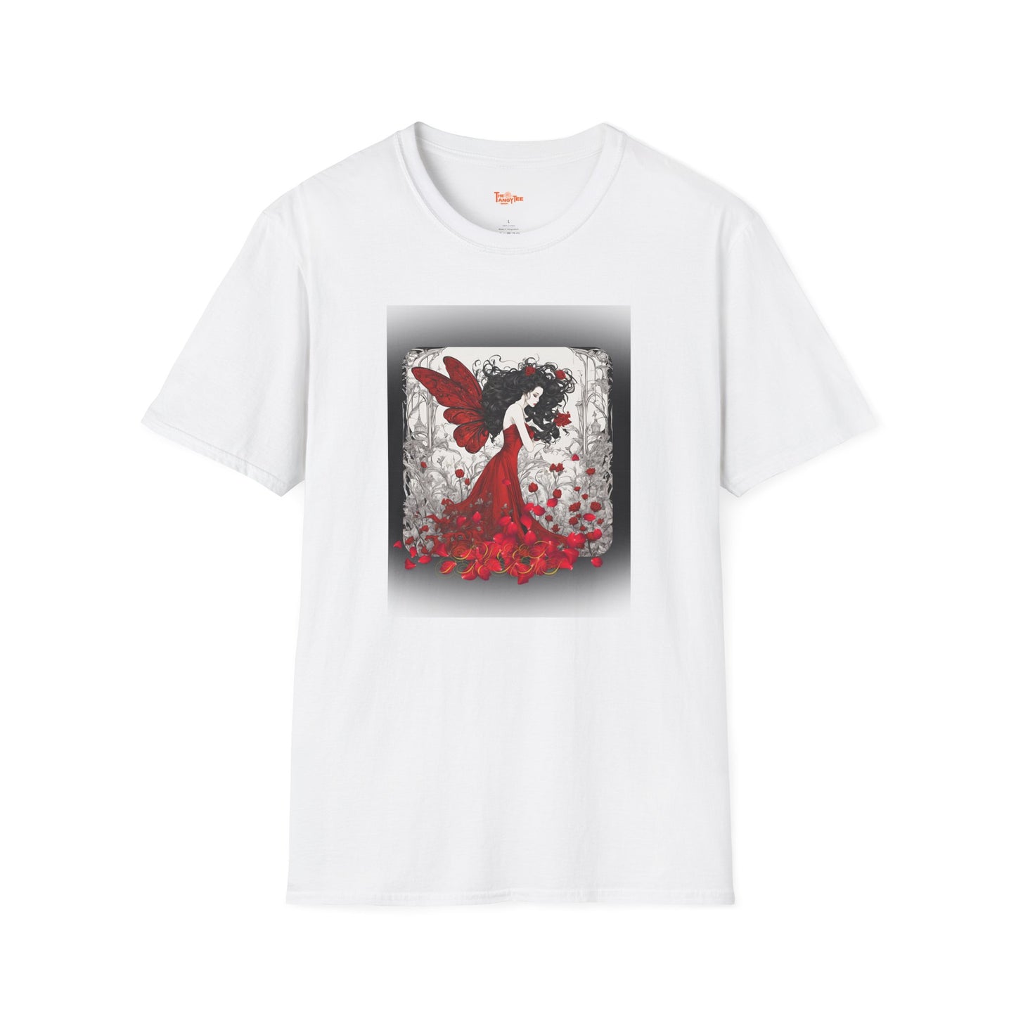 Rose Petal Dress T-Shirt — Dark-Haired Woman Graphic