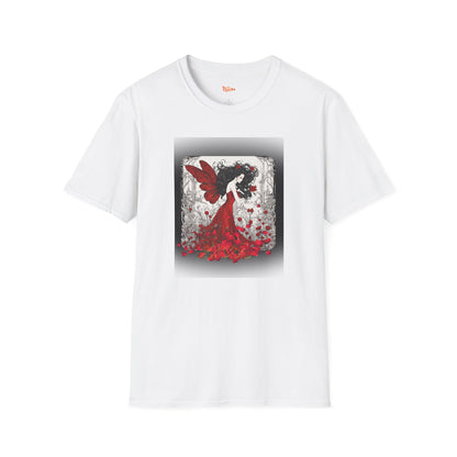 Rose Petal Dress T-Shirt — Dark-Haired Woman Graphic