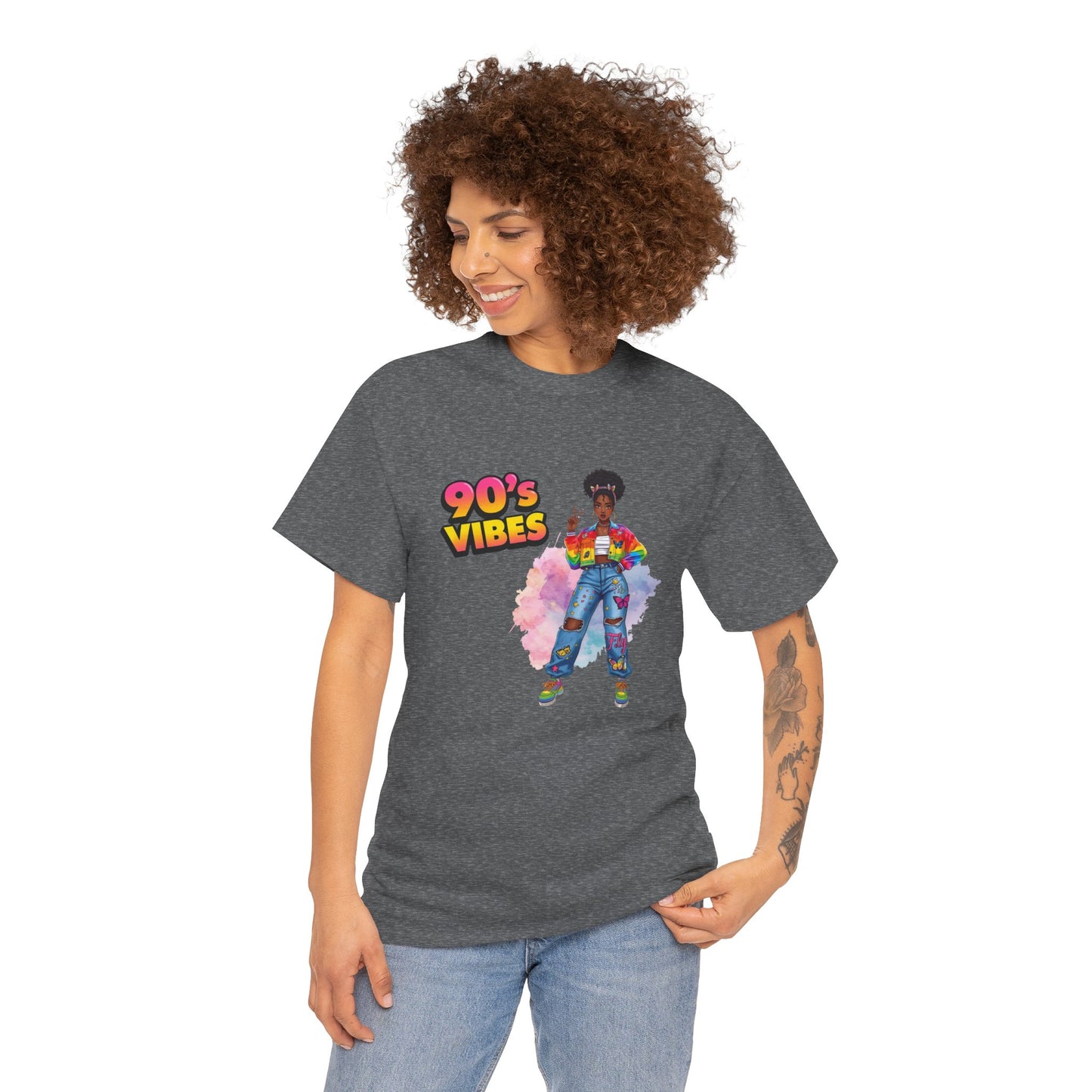 90s Paint-Splattered Black Girl Graphic Tee — Retro Streetwear Vibe