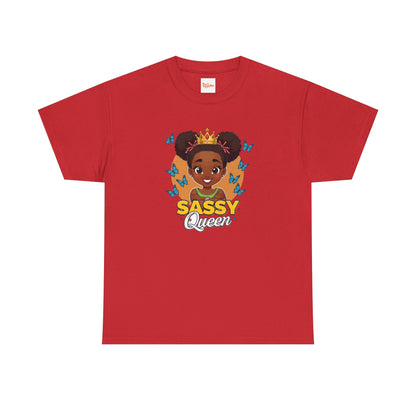Sassy Queen Tee — African American Girl Graphic Shirt with Butterflies