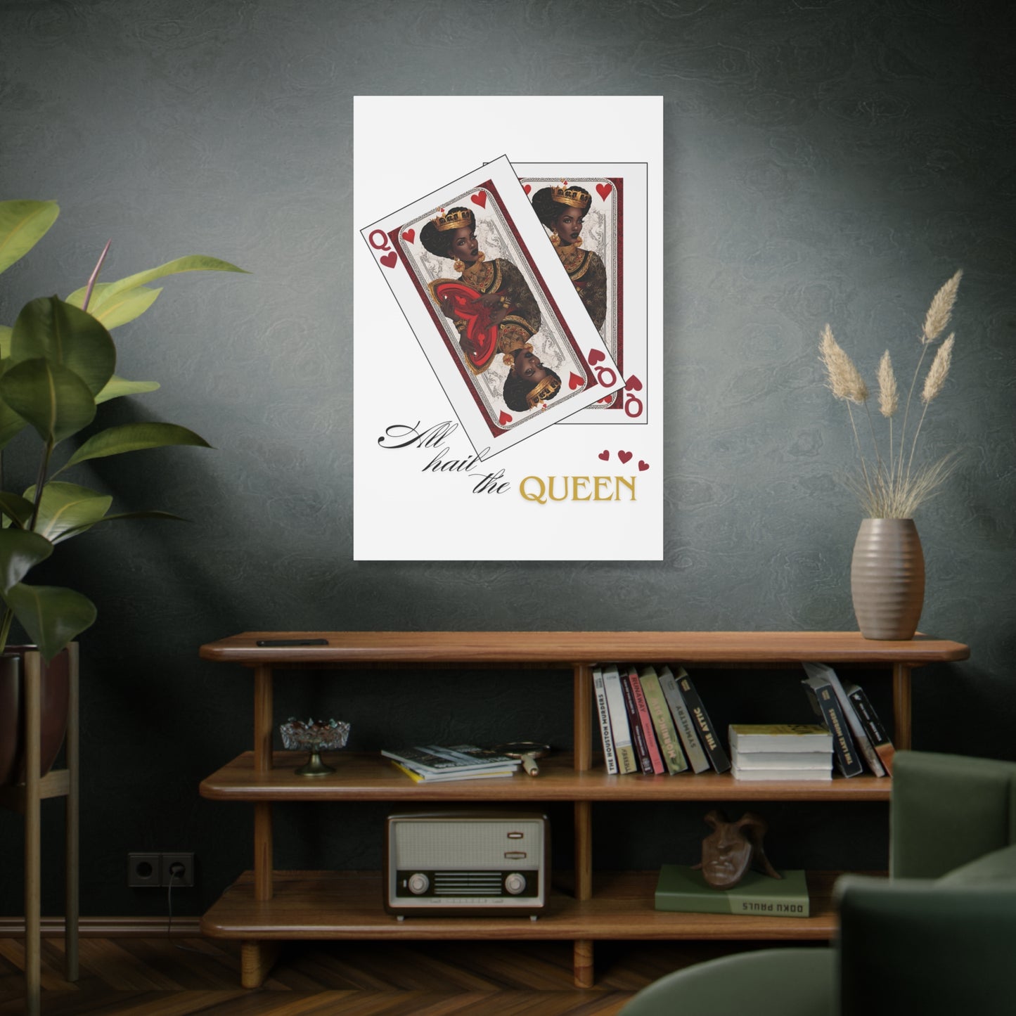 Canvas Print, Queen of Hearts Playing Card Graphic