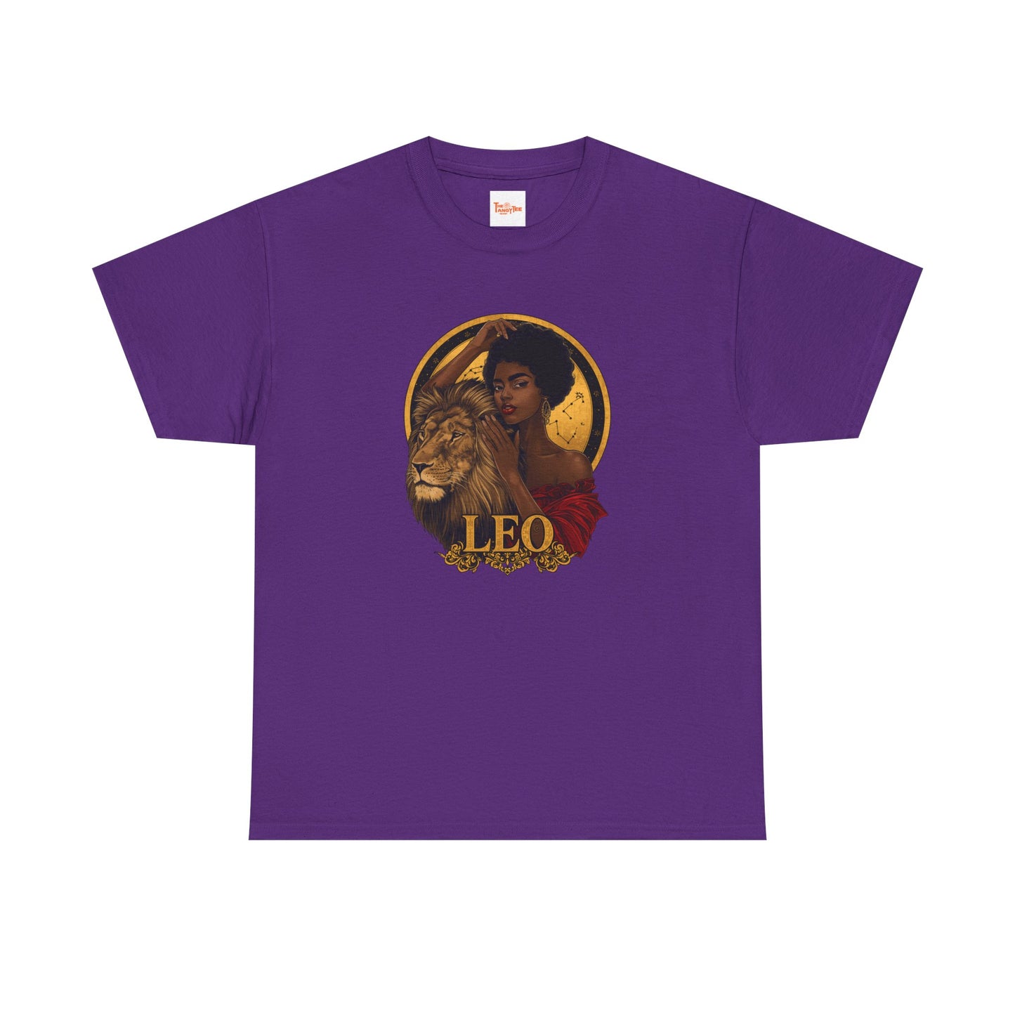 Leo Zodiac Art Nouveau T-Shirt — African American Woman & Lion Graphic