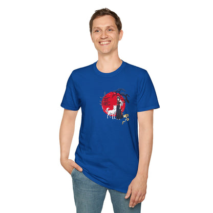 Anime Girl & White Wolf T-Shirt — Red Circle Graphic