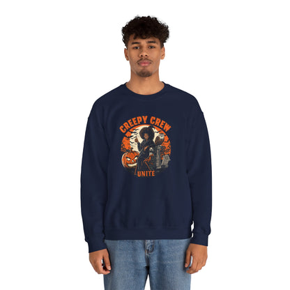 Creepy Crew Unite Witch Sweatshirt — African American Witch Pumpkin Graveyard