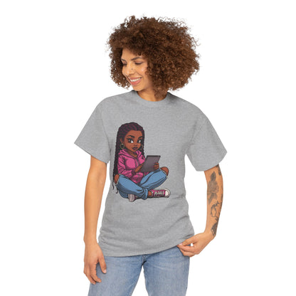 Black Teen Girl Tablet Graphic T-Shirt