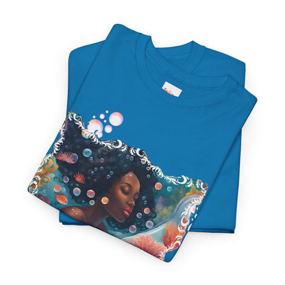 Just Breathe Unisex Tee - Graphic of Black Woman in the Bath
