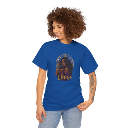 Libra Art Nouveau Tee — African American Woman with Scales Zodiac Shirt