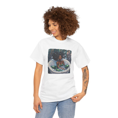 Pamper Yourself Black Mermaid Tee — Relaxing Bathtub Graphic