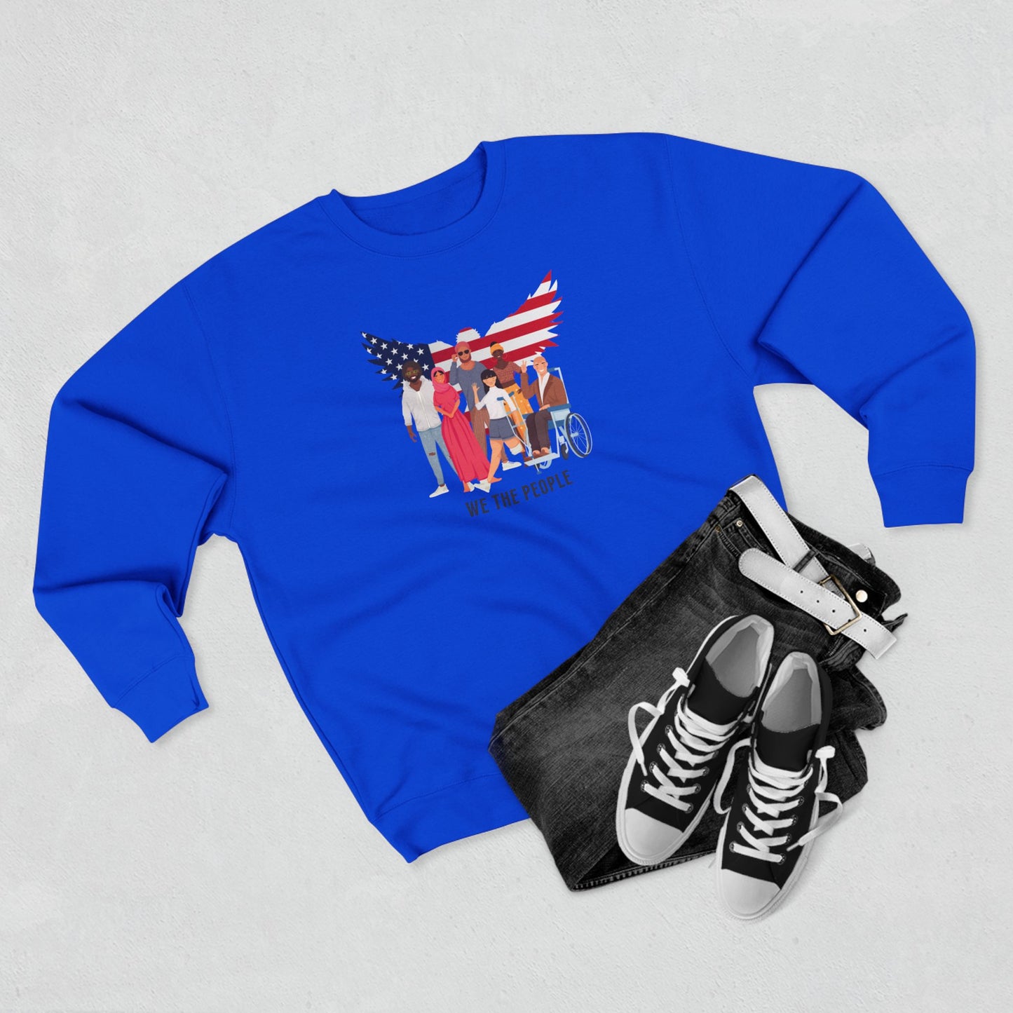 We the People Unisex Crewneck Sweatshirt American Flag Eagle Graphic