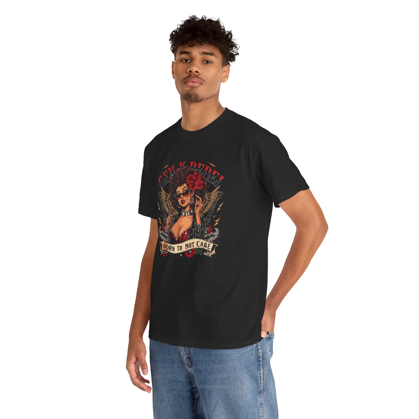 Gen X Rebel T-Shirt — African American Woman with Guitars & Roses Graphic