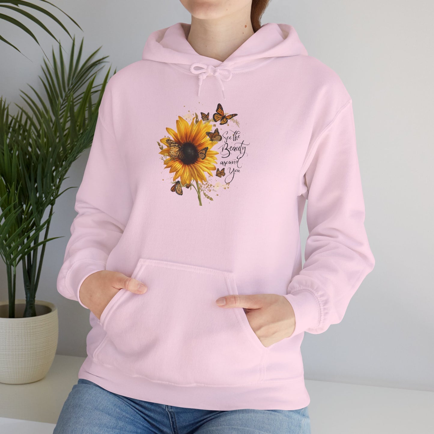 See the Beauty Around You Sunflower & Monarch Hoodie