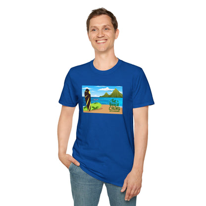 The Beach Is Calling Surfboard Graphic T-Shirt