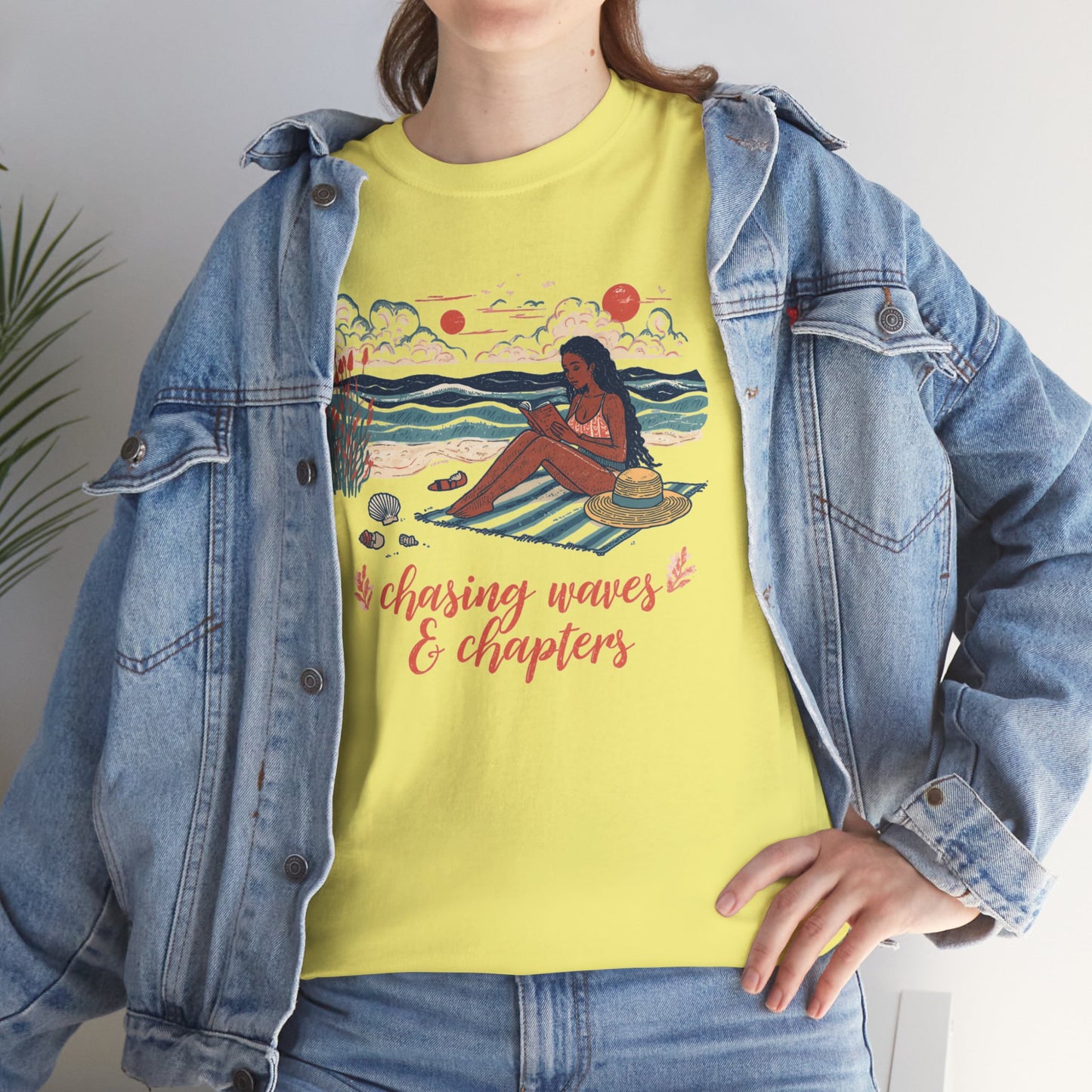 Surfing Sketch Tee — "Chasing Waves & Chapters" Beach Graphic T-Shirt
