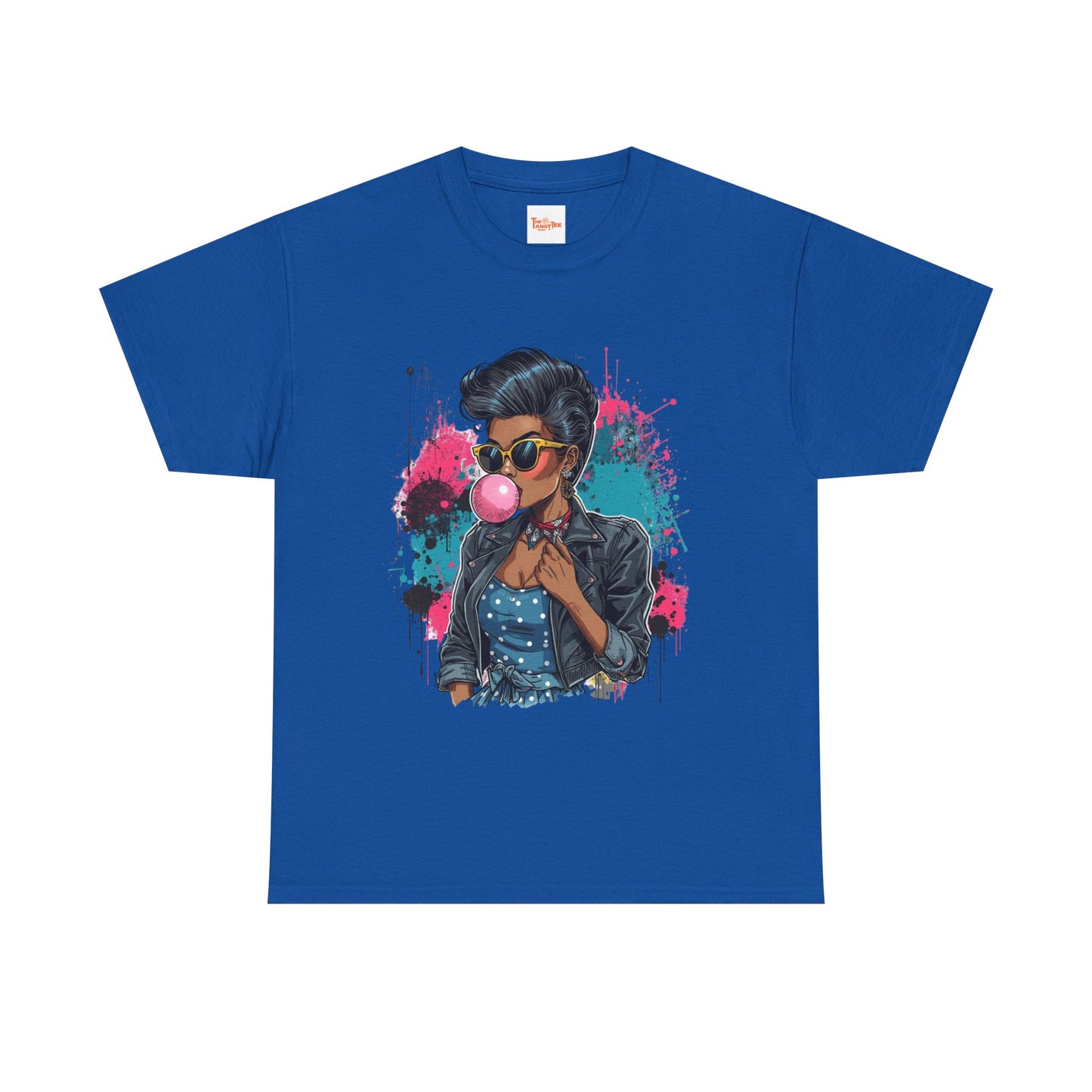 Bubblegum Pop Tee — African American Woman Graphic Paint-Splatter Design