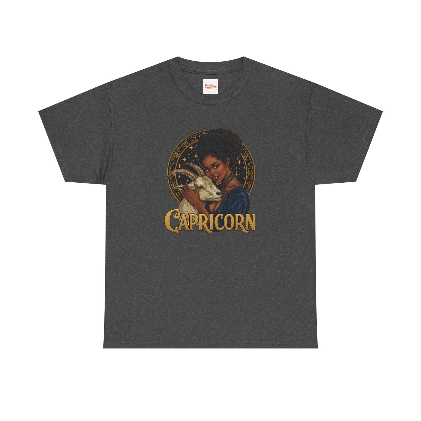 Capricorn Art Nouveau Tee — African American Woman with Goat Zodiac Graphic