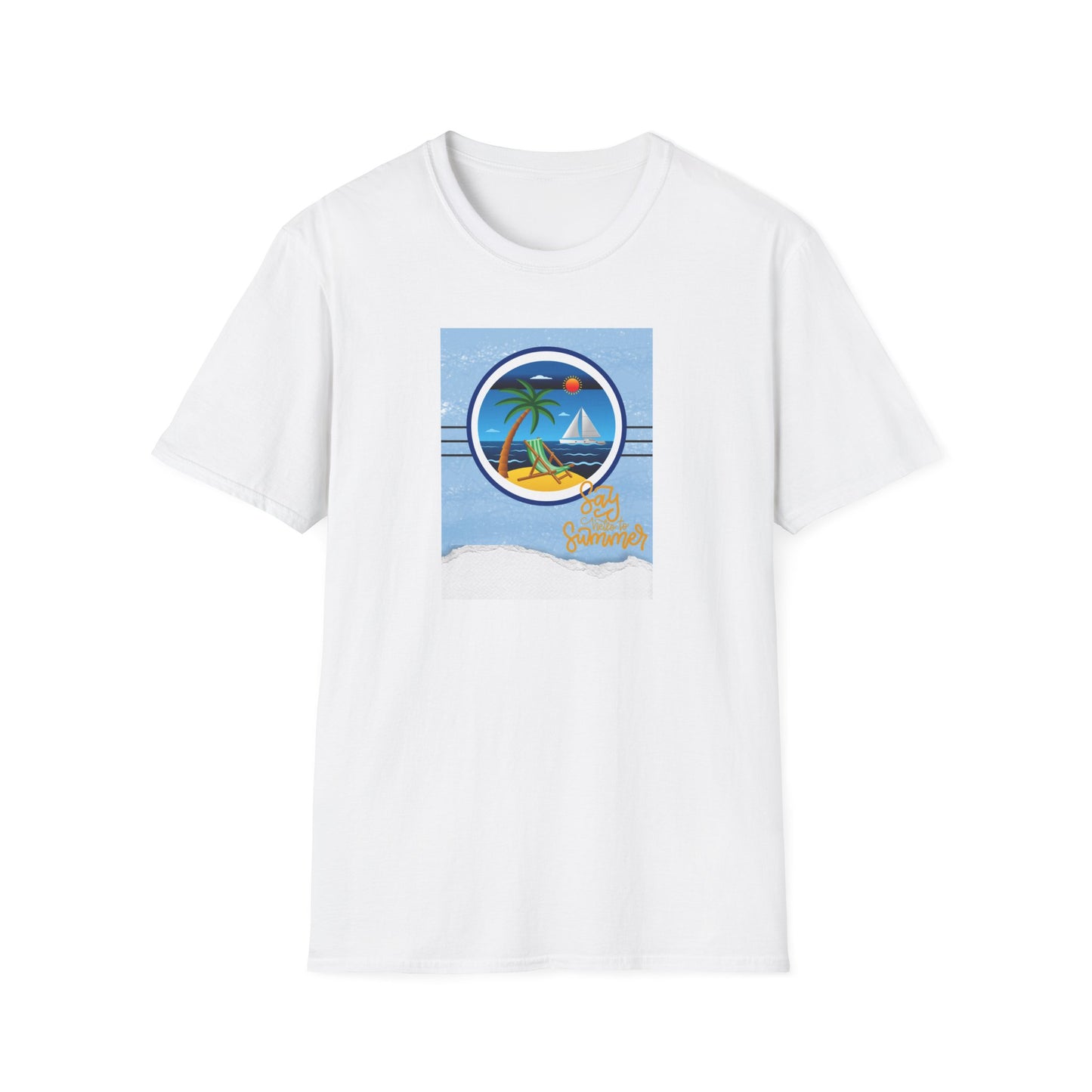 Say Hello to Summer Beach T-Shirt — Palm Tree & Beach Chair Graphic